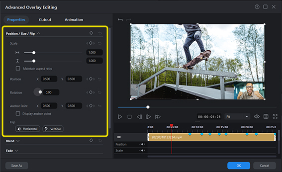 Adjust the picture-in-picture layout.