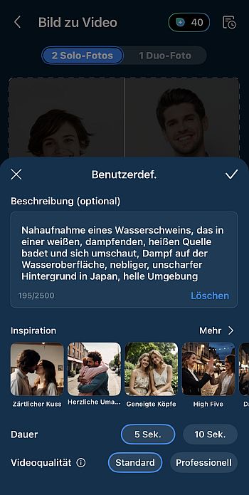 Alternativ ein Foto-Video aus einem Text-Prompt erstellen