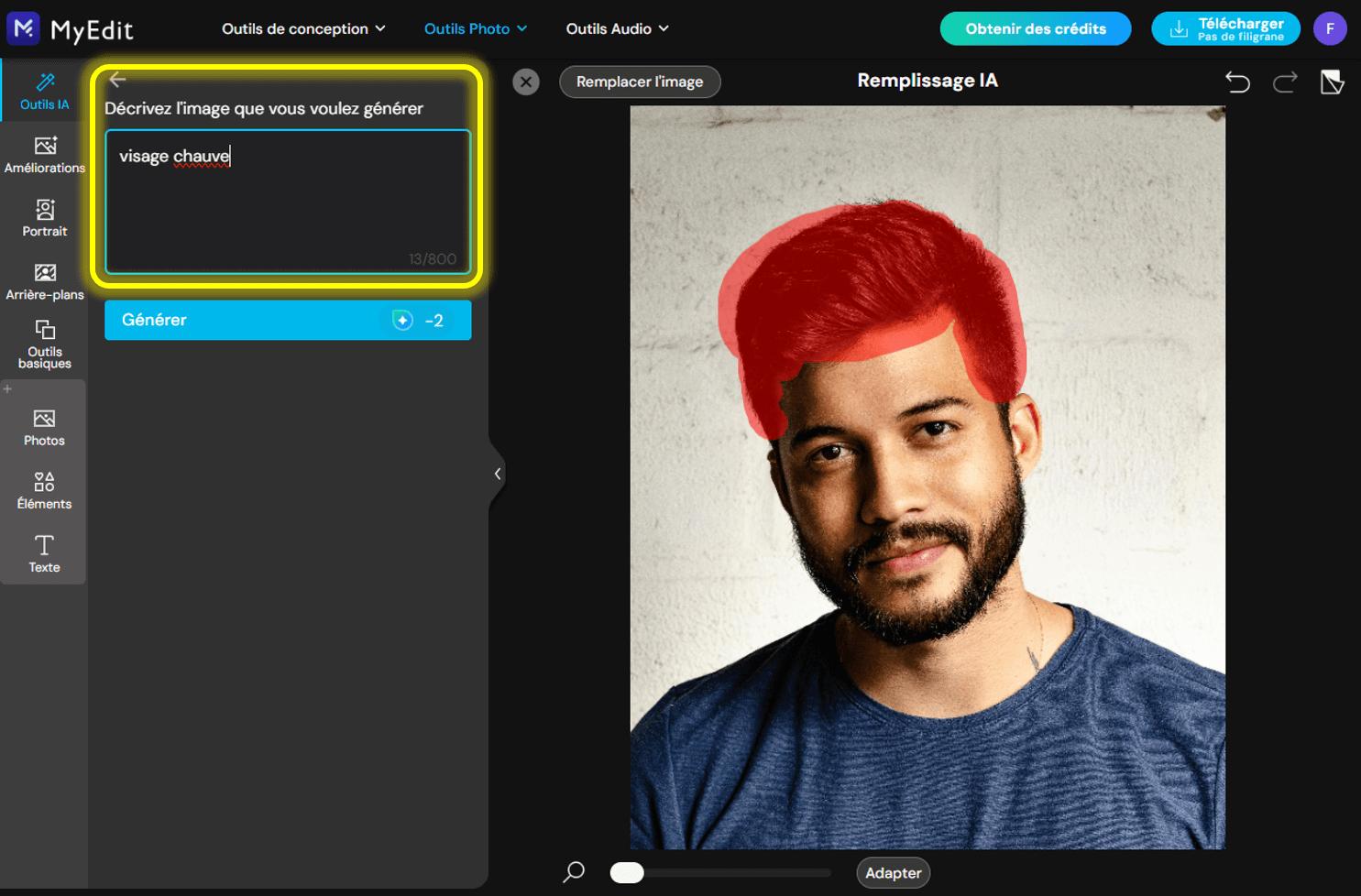 Tutoriel filtre chauve IA - MyEdit