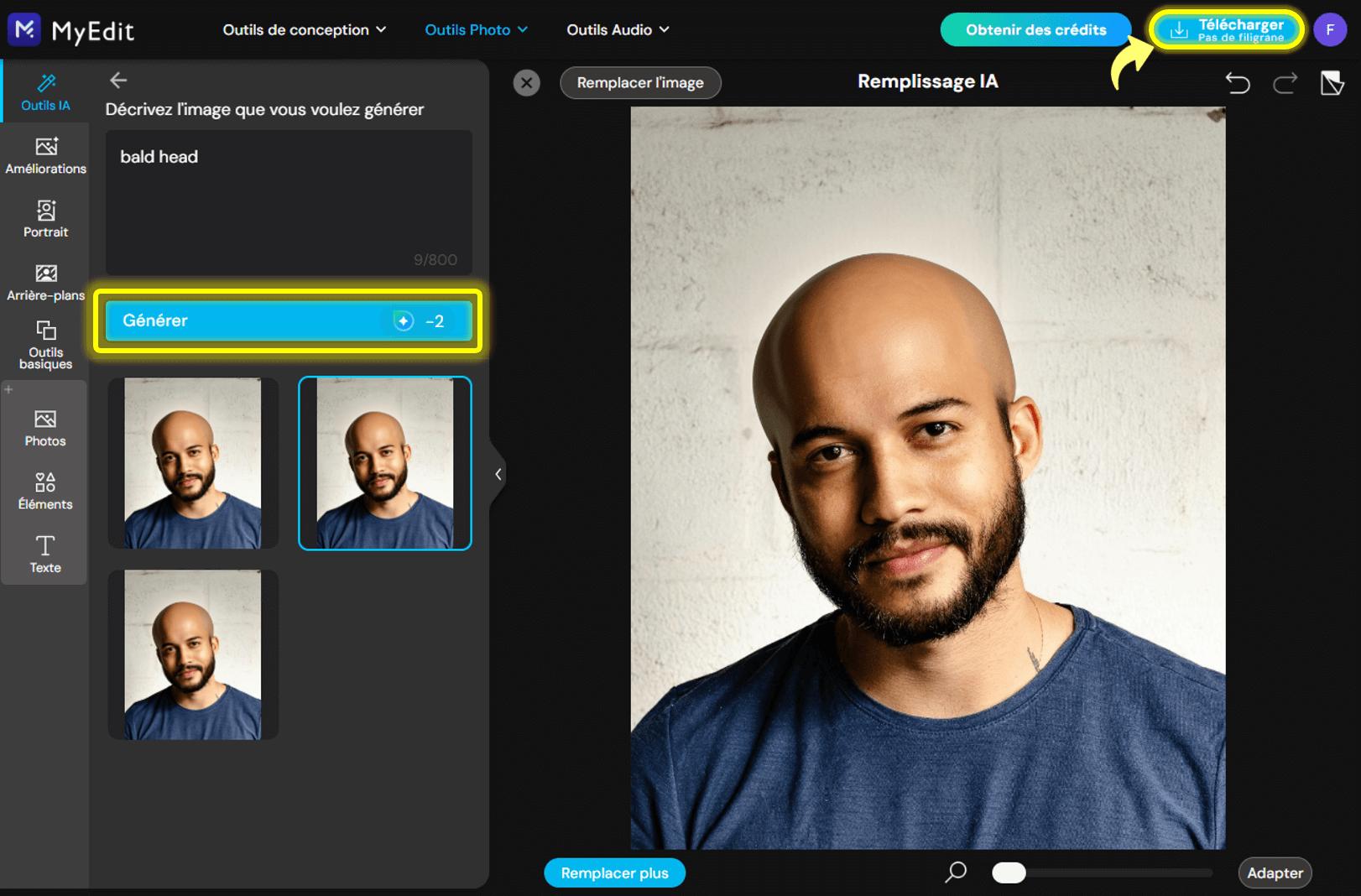 Tutoriel filtre chauve IA - MyEdit