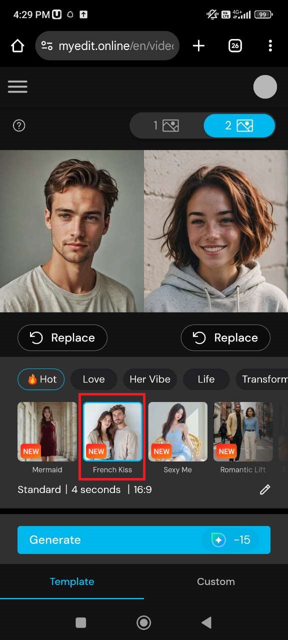 Generate a Kissing Video Online