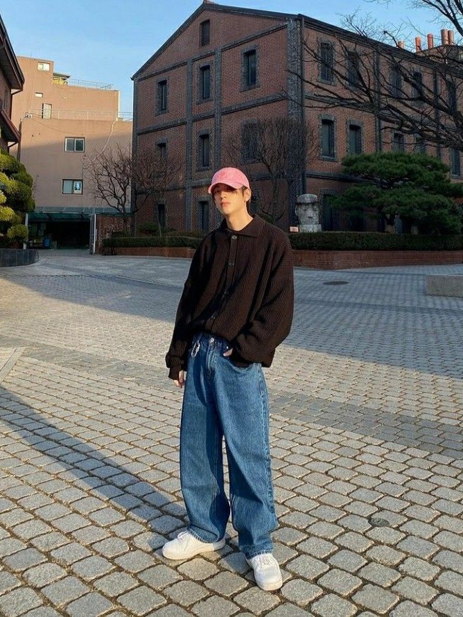 牛仔寬褲穿搭男