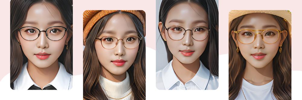 울트라 슬림 안경 x 얼굴형에 따른 안경 선택, 온라인 도구로 버튼 한 번으로 안경, 귀걸이, 아이템 착용해 보기