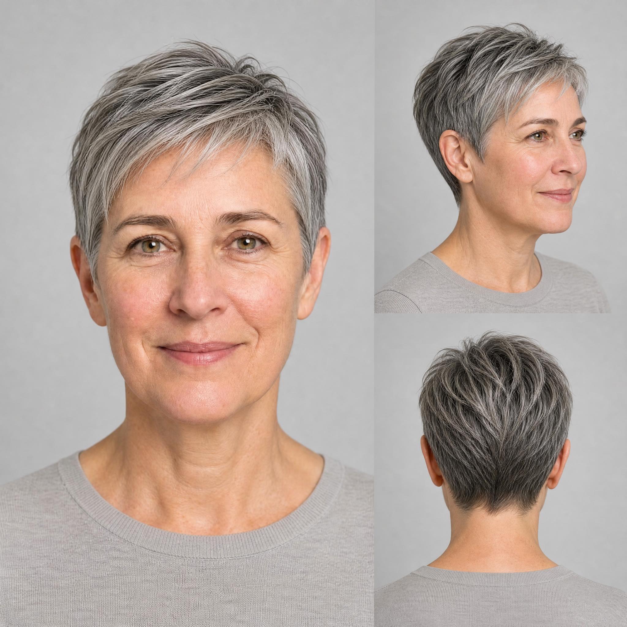 Pixie cut simulated with AI Hairstyle on the base portrait used throughout this guide