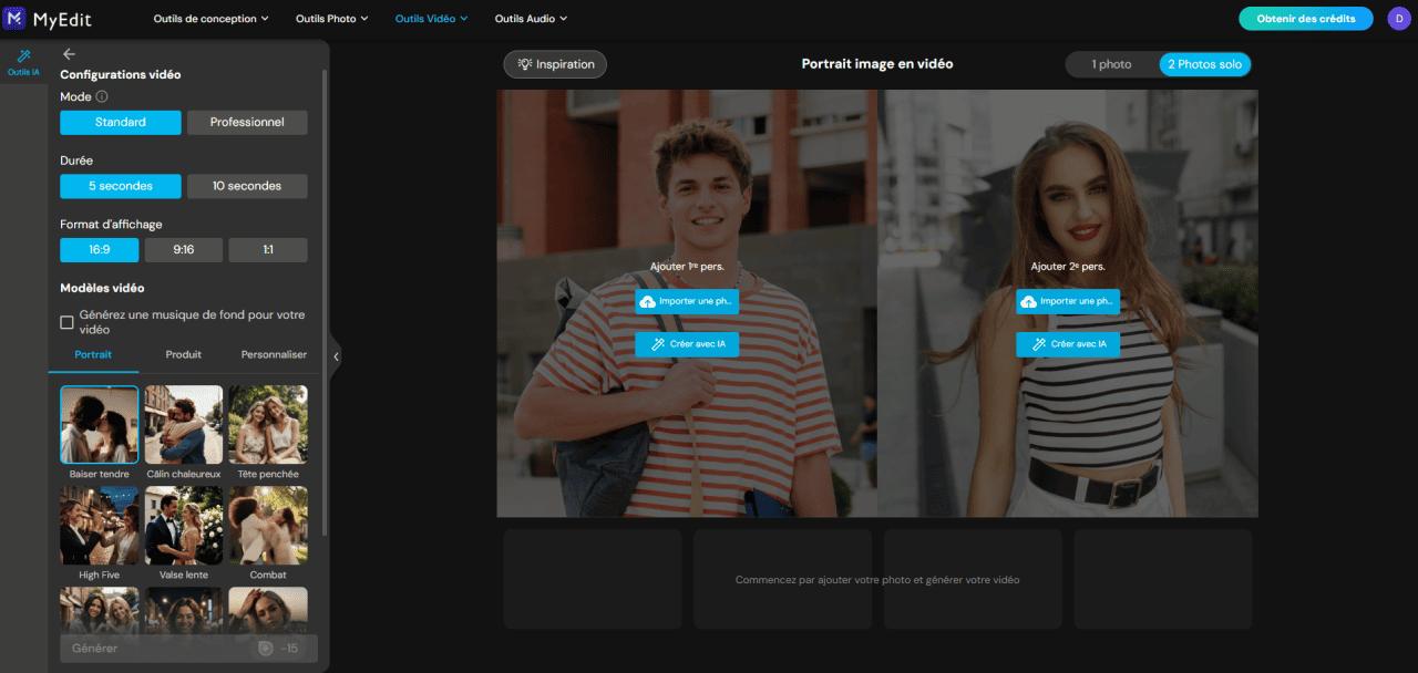 Générer un effet AI kissing en ligne