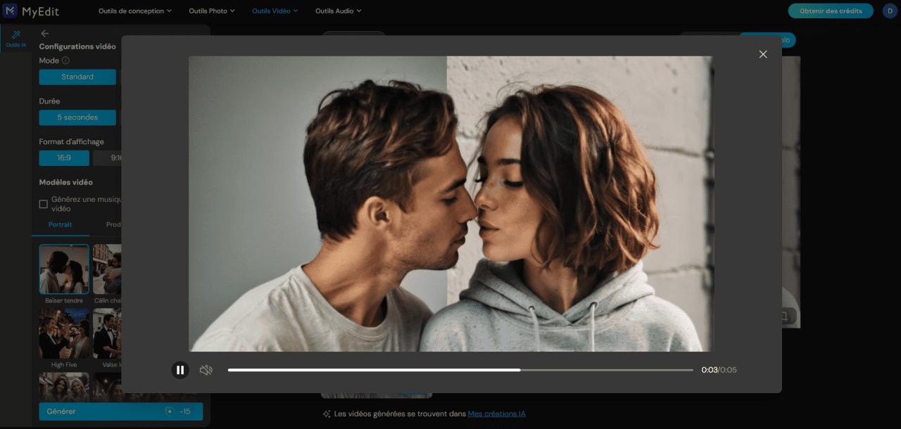 Générer un effet AI kissing en ligne