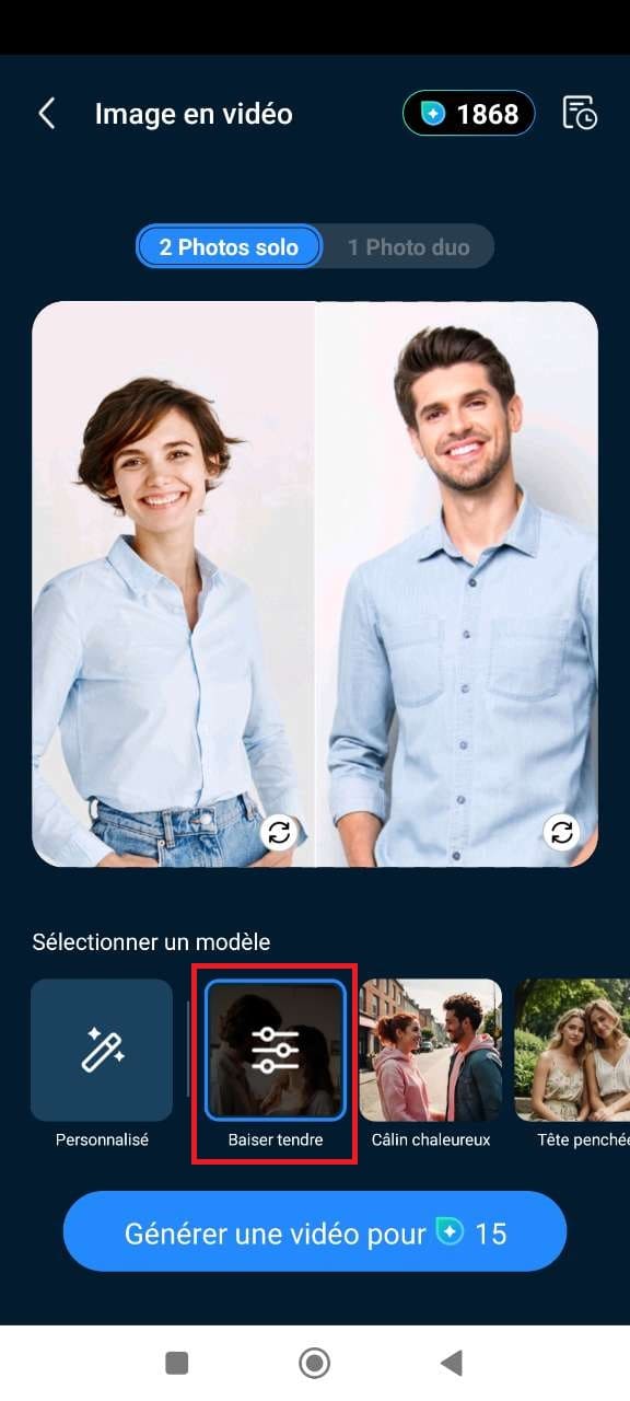 Comment utiliser le filtre bisou IA sur mobile