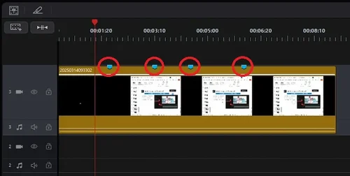 PowerDirector でマウスクリックのタイミングが確認できる
