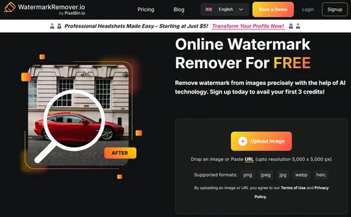 UI of Watermark Remover Website