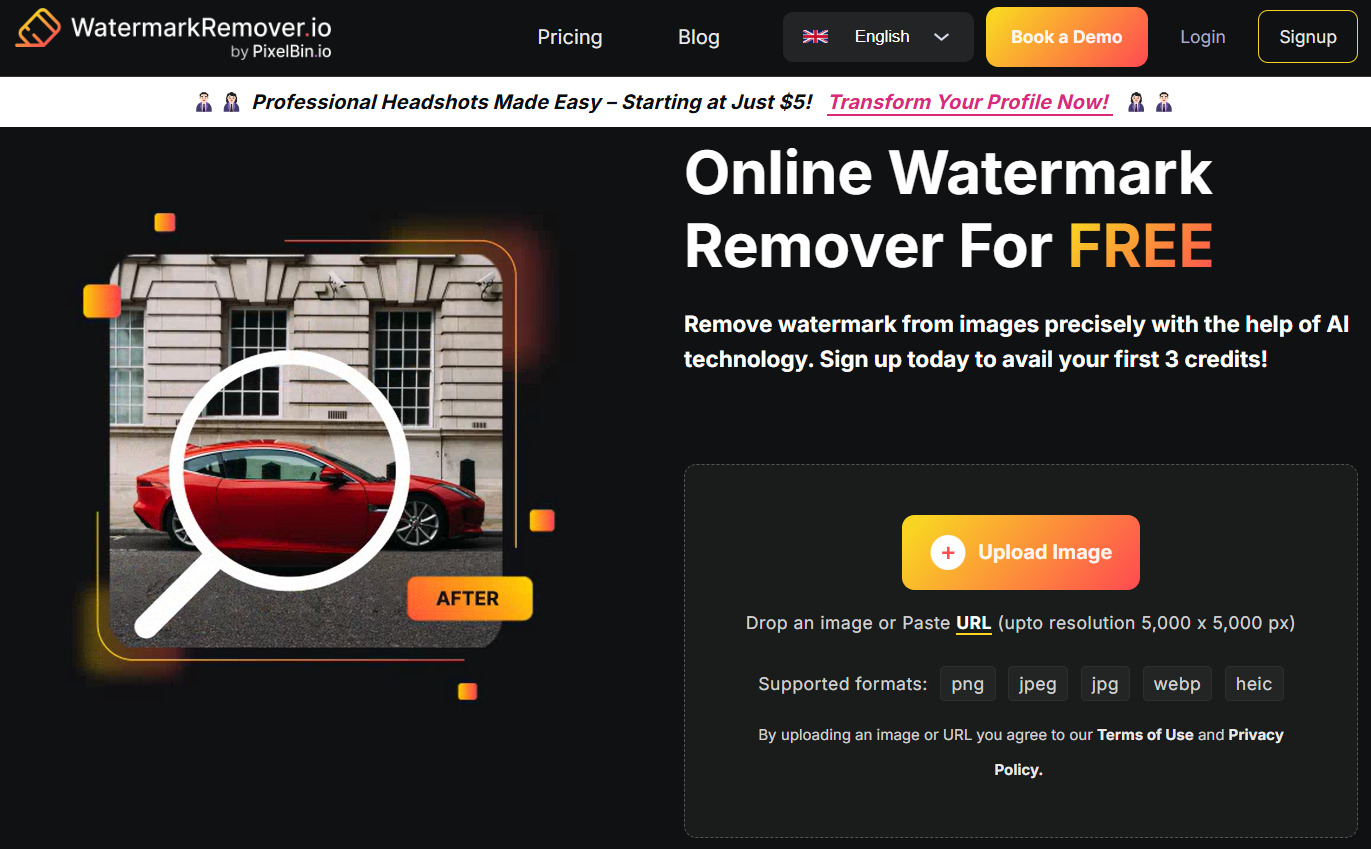 UI of Watermark Remover Website