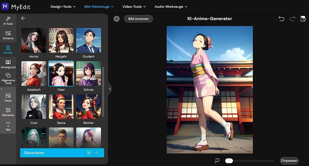Der MyEdit KI-Anime-Generator
