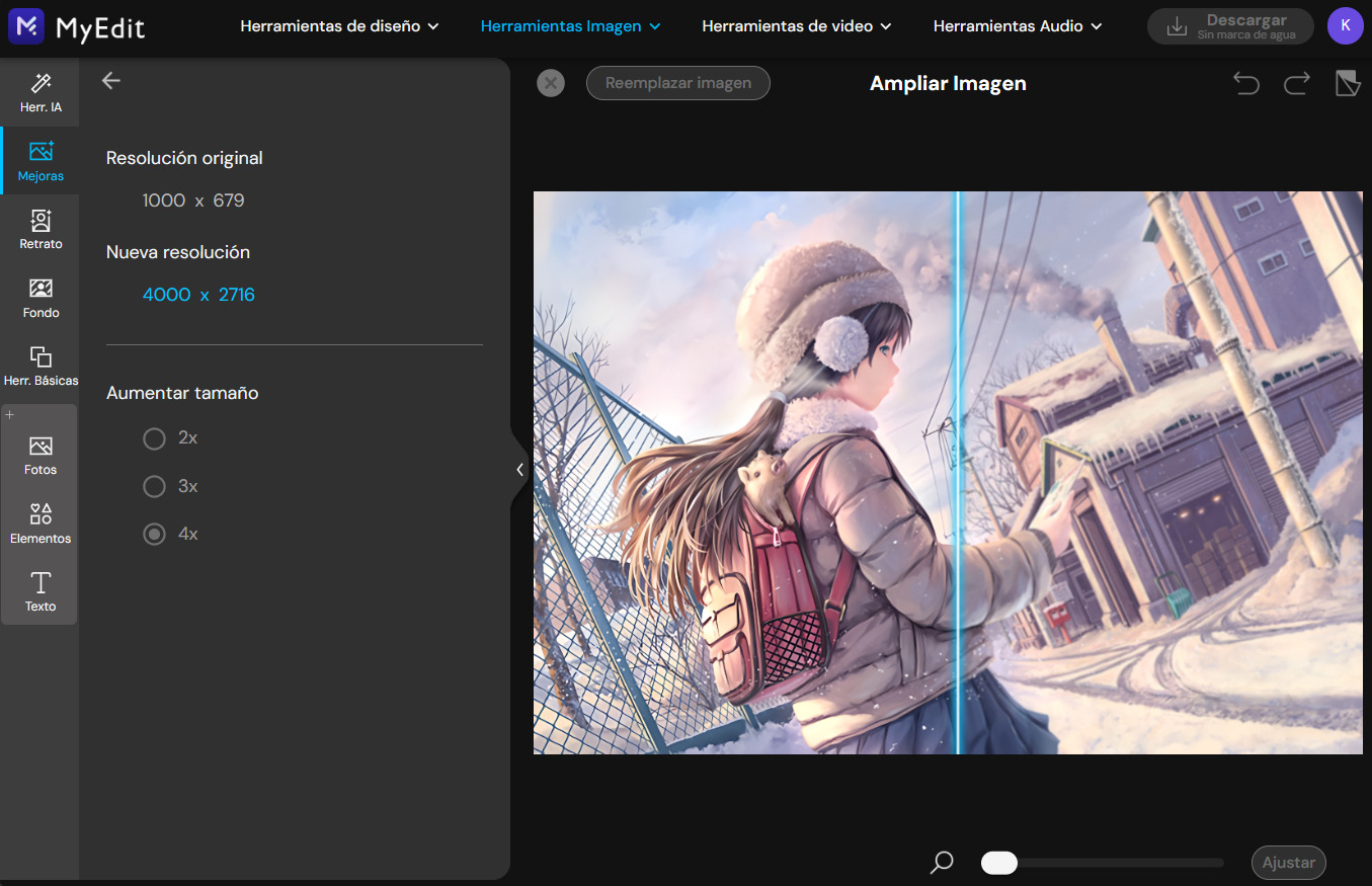 Aumenta la resolución online con MyEdit