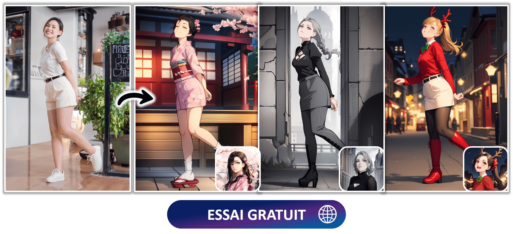 Filtre animé IA de MyEdit pour créer un portrait manga