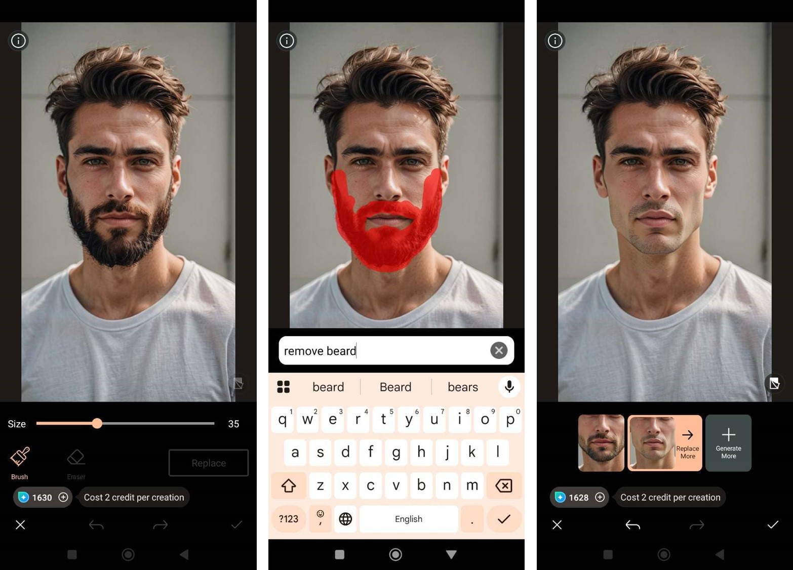 PhotoDirector App - beardless filter app