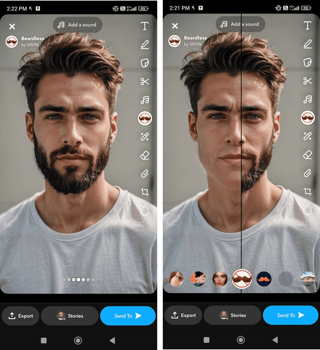 Snapchat - beardless filter app