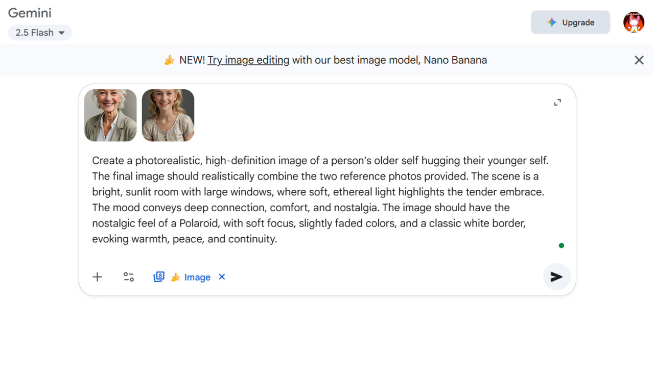 How to Create an AI Hug Photo with Nano Banana step 2
