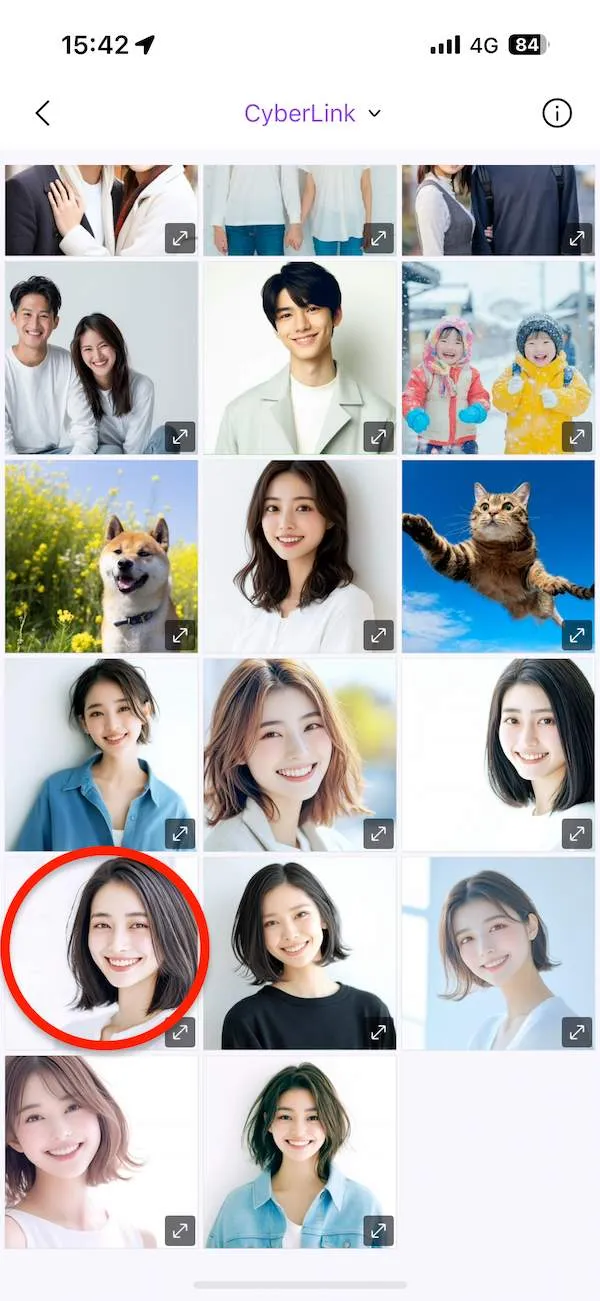 vivid glam AIヘアスタイル画像選択画面