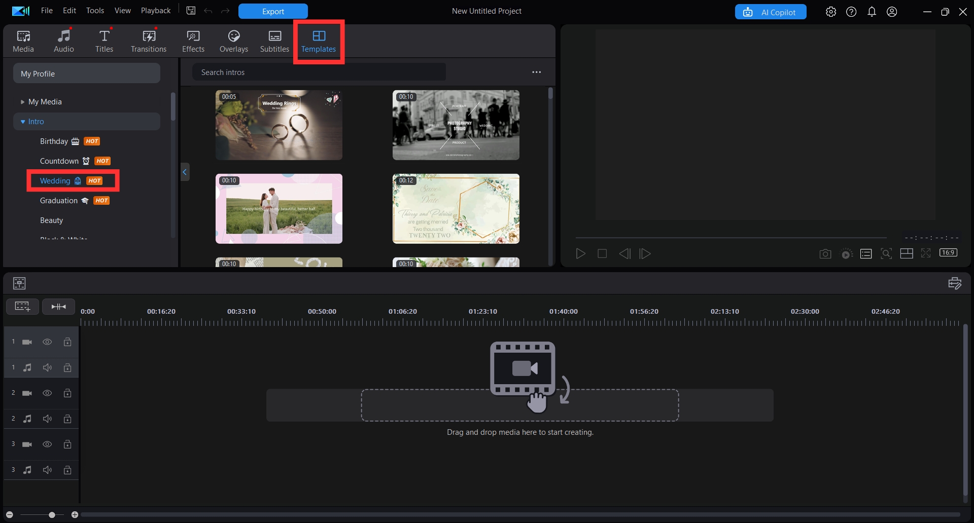 템플릿으로 식전영상 만들기