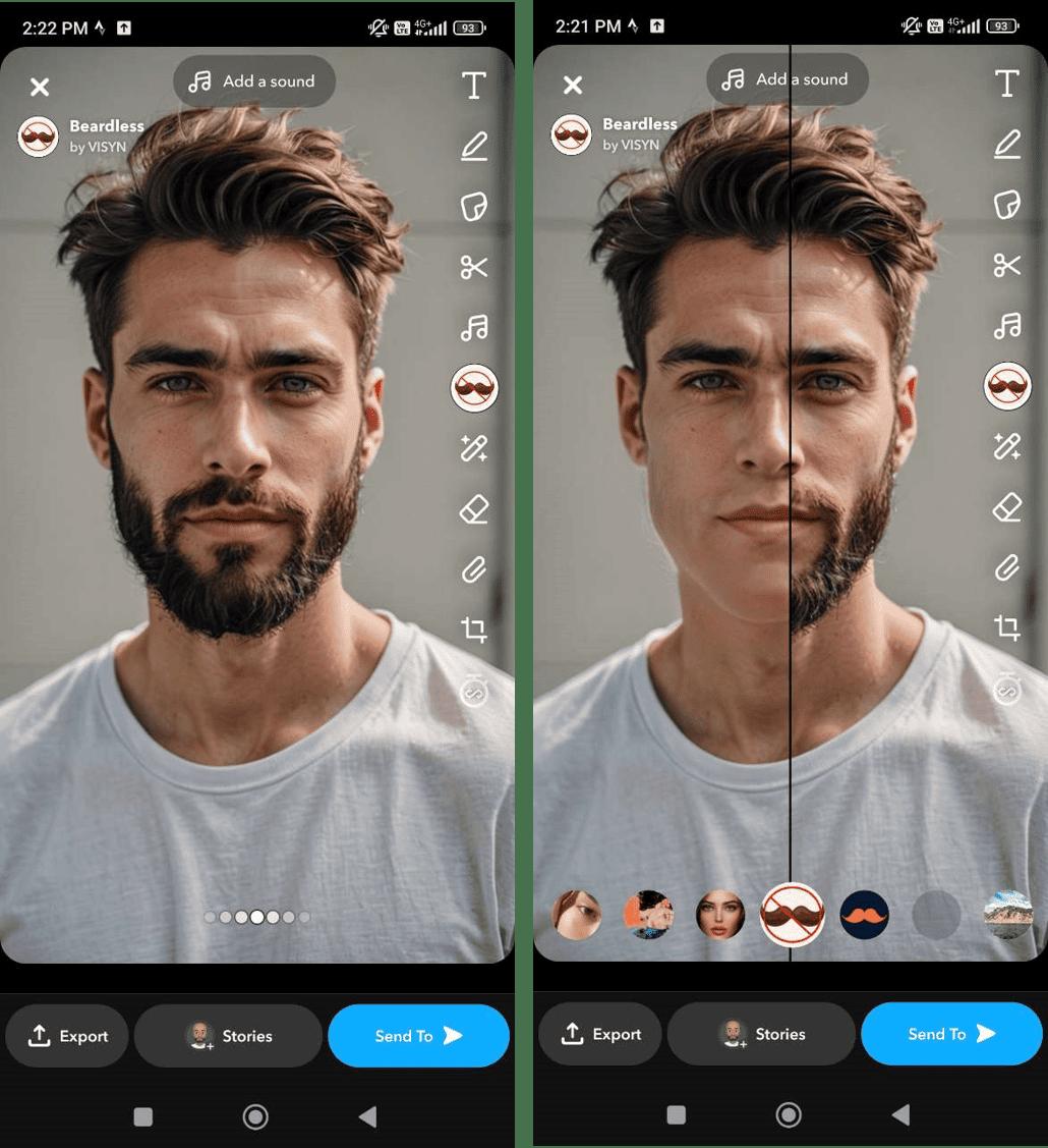 Snapchat - beardless filter app