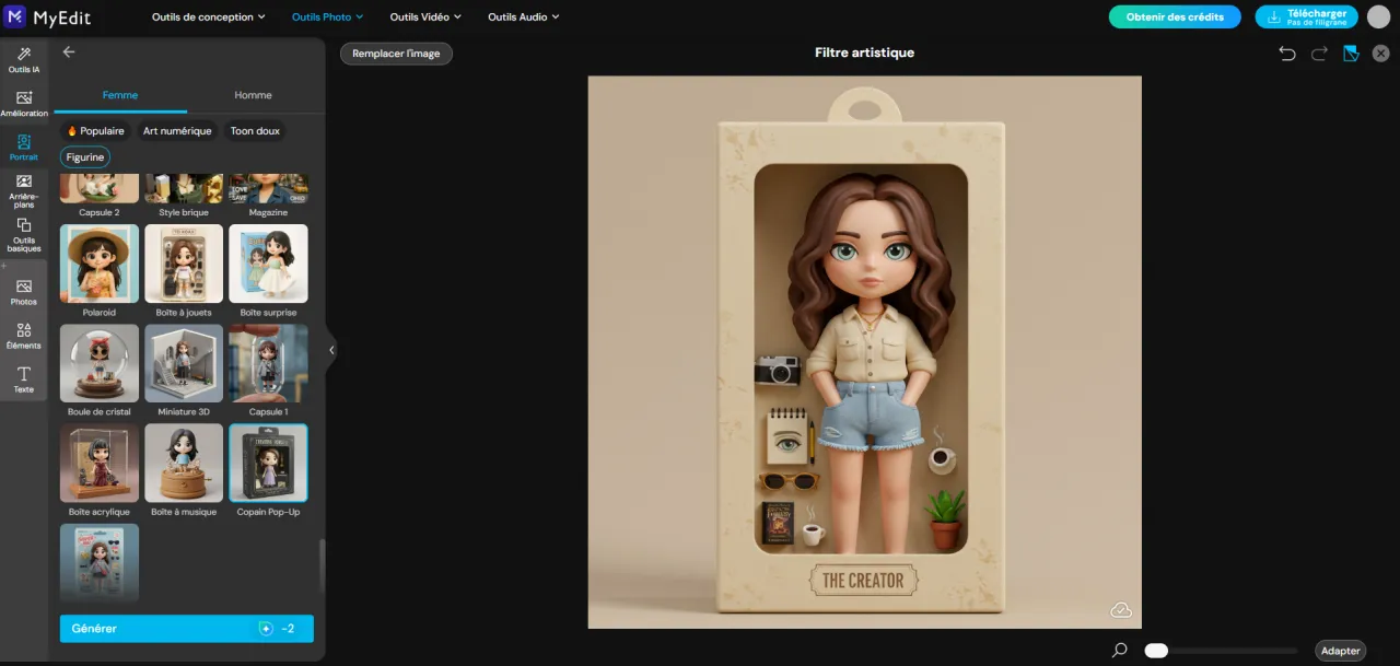 Créer une figurine IA personnalisée avec MyEdit : Meilleure alternative à ChatGPT