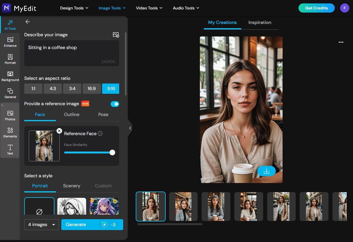 MyEdit - Face Reference to Create Consistent AI Influencer