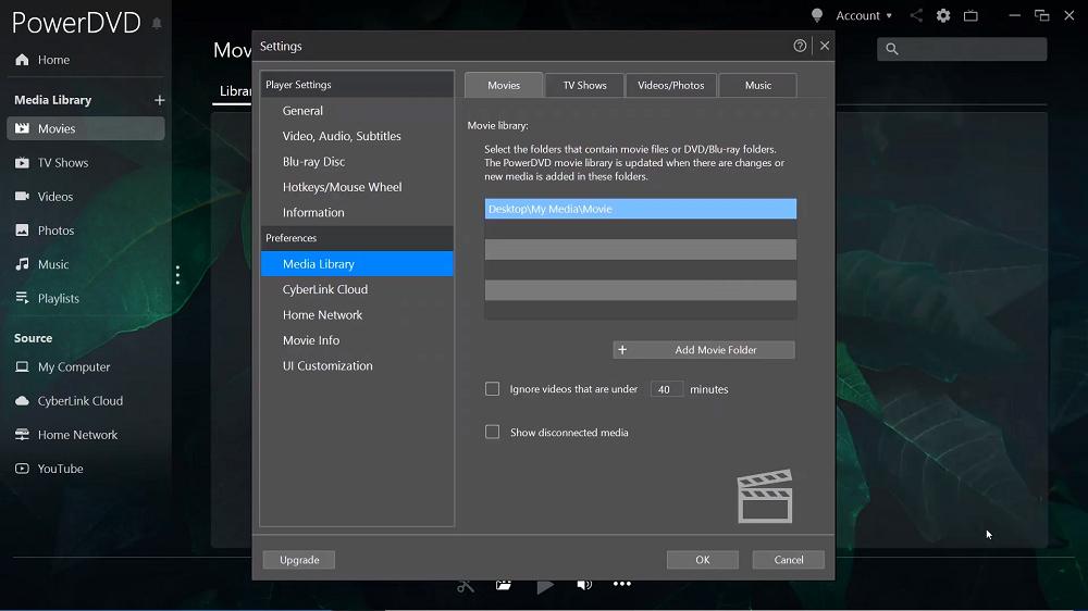 PowerDVD Add Movie Folder