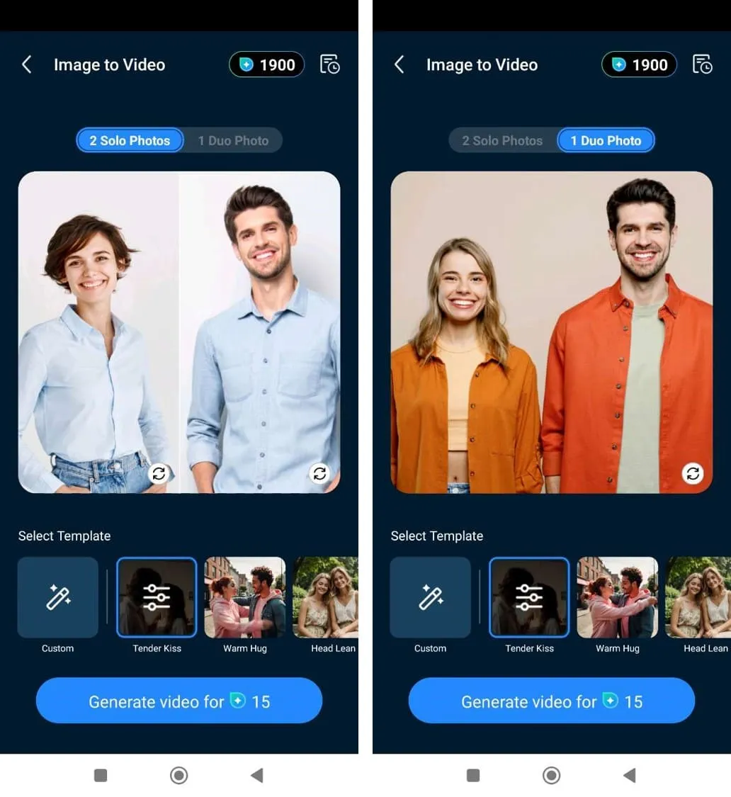 모바일에서 AI 키스 영상 만들기