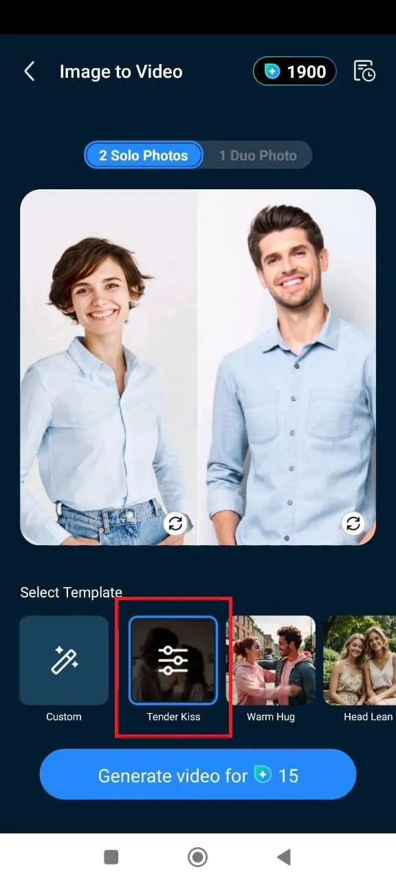 모바일에서 AI 키스 영상 만들기