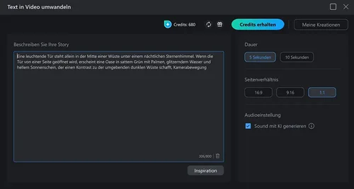 Textbeschreibung in den KI-Bildgenerator eingeben