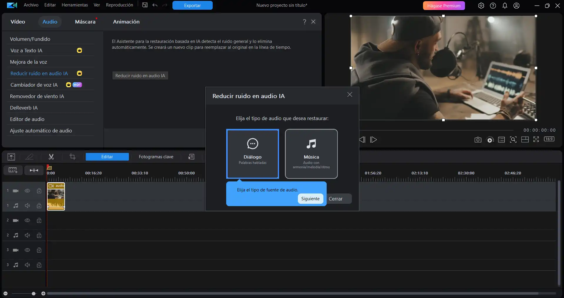 Mejorar audio con IA