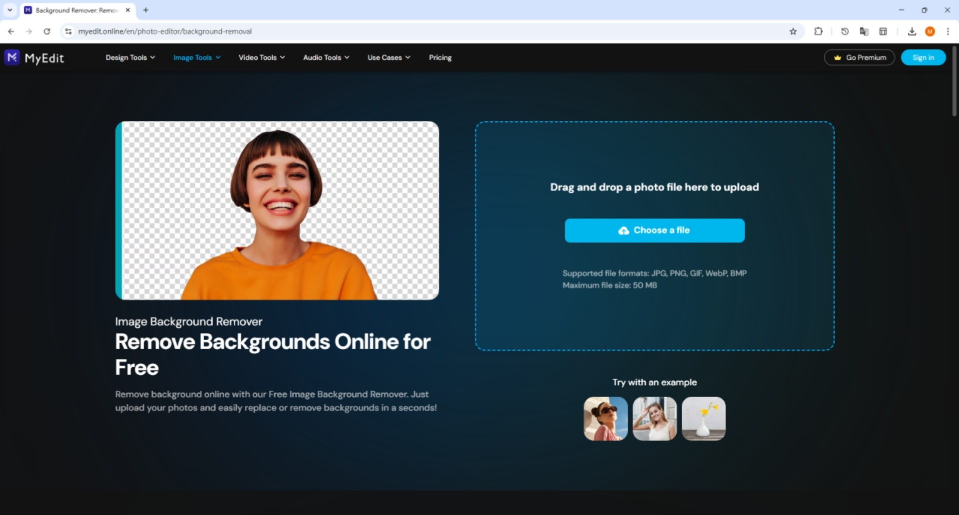 Go to Background Removal on MyEdit