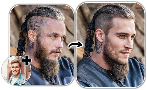 PhotoDirector - Coiffure Viking avec Face Swap IA