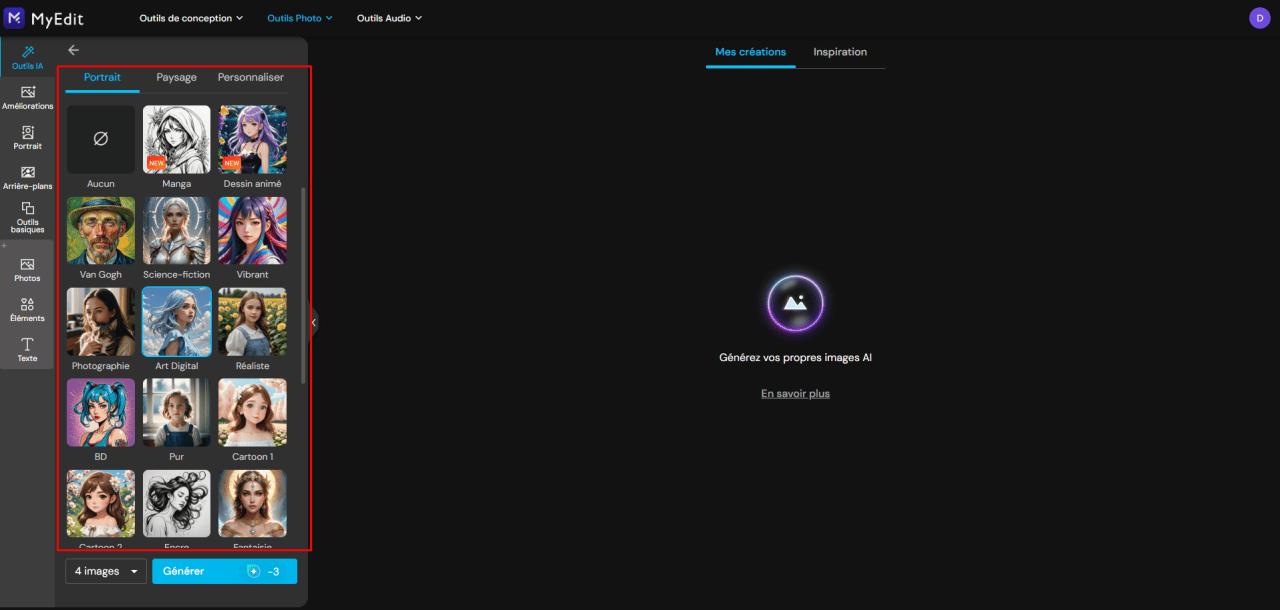 Comment générer des images avec MyEdit