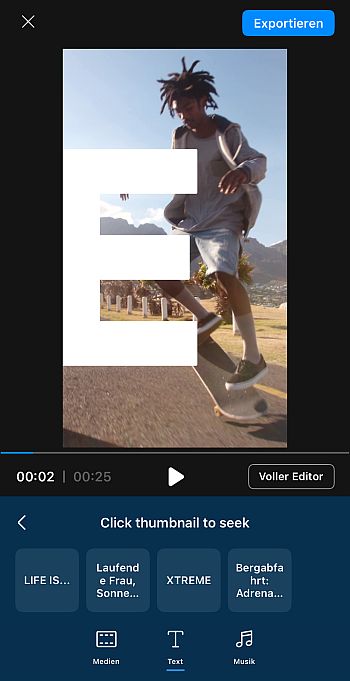 Reel bei Bedarf manuell nachbearbeiten