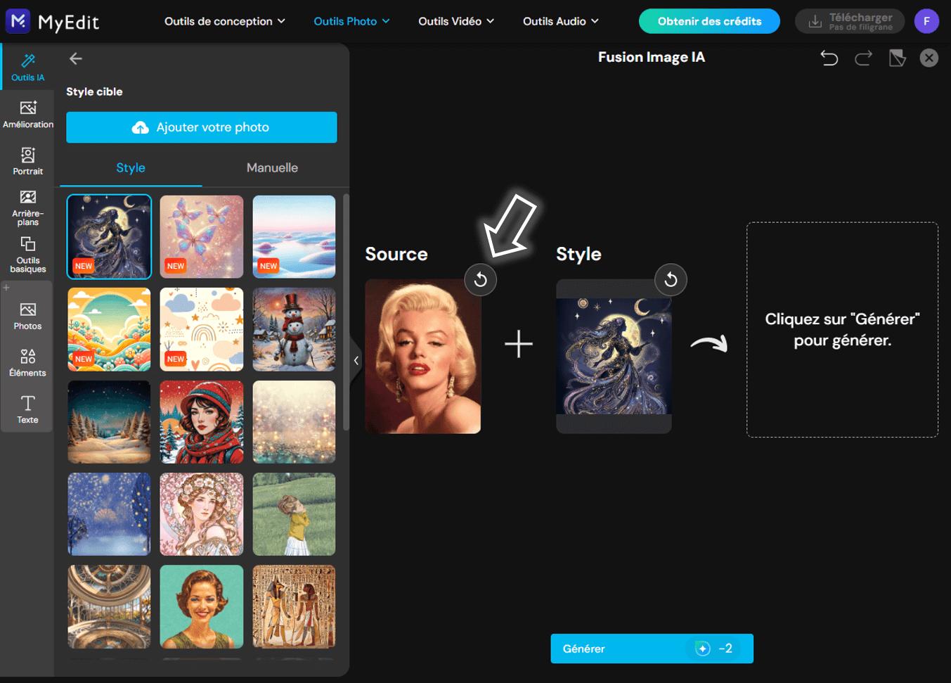 Transformer une photo en Pop Art en ligne - Etape 2