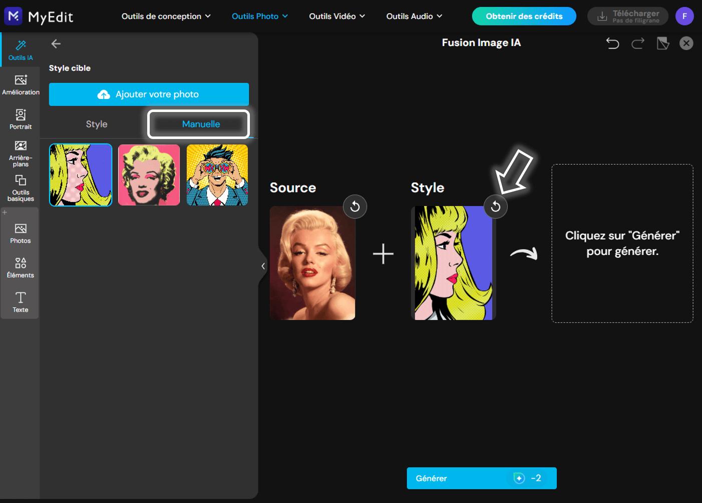 Transformer une photo en Pop Art en ligne - Etape 3