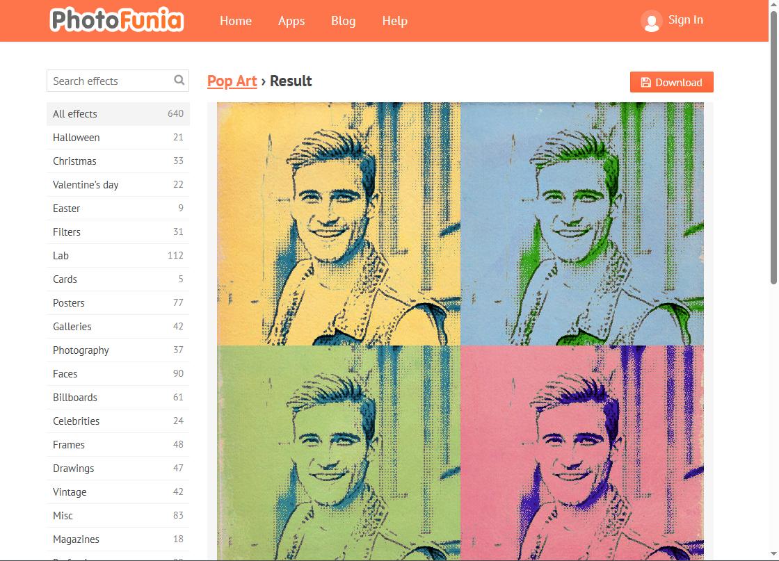 PhotoFunia - 2 Best Pop Art Generator