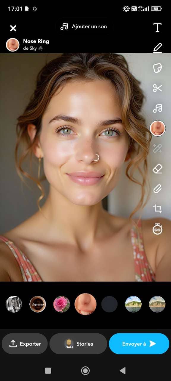 Snapchat - piercing filter