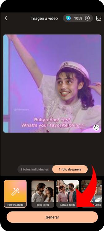 Interfaz de la herramienta Imagen a video con IA de PhotoDirector