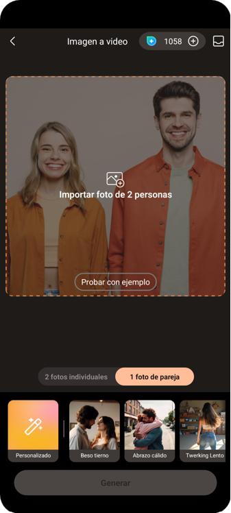 Interfaz de la herramienta Imagen a video con IA de PhotoDirector