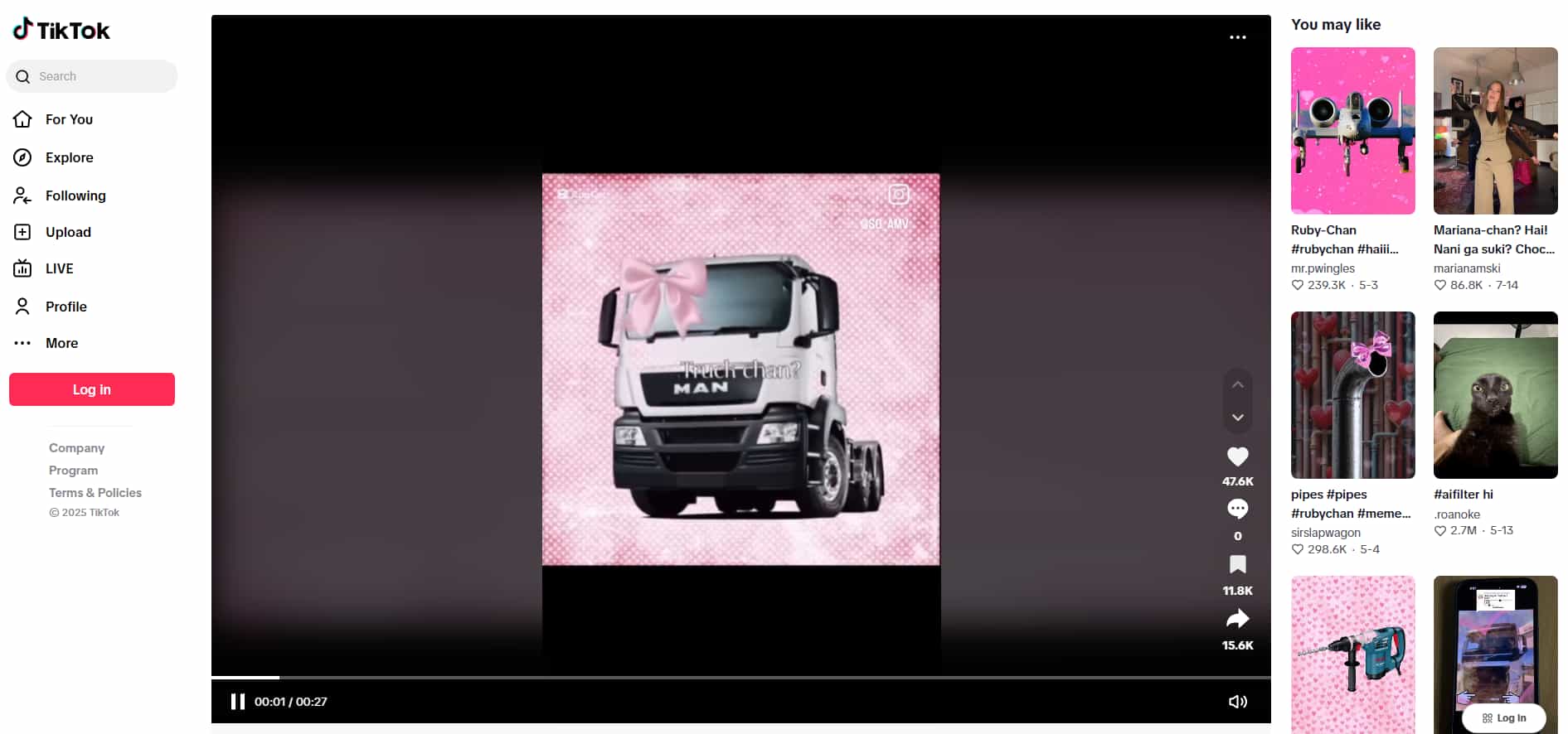 Imagen de Tiktok sobre la tendencia Ruby Chan hai