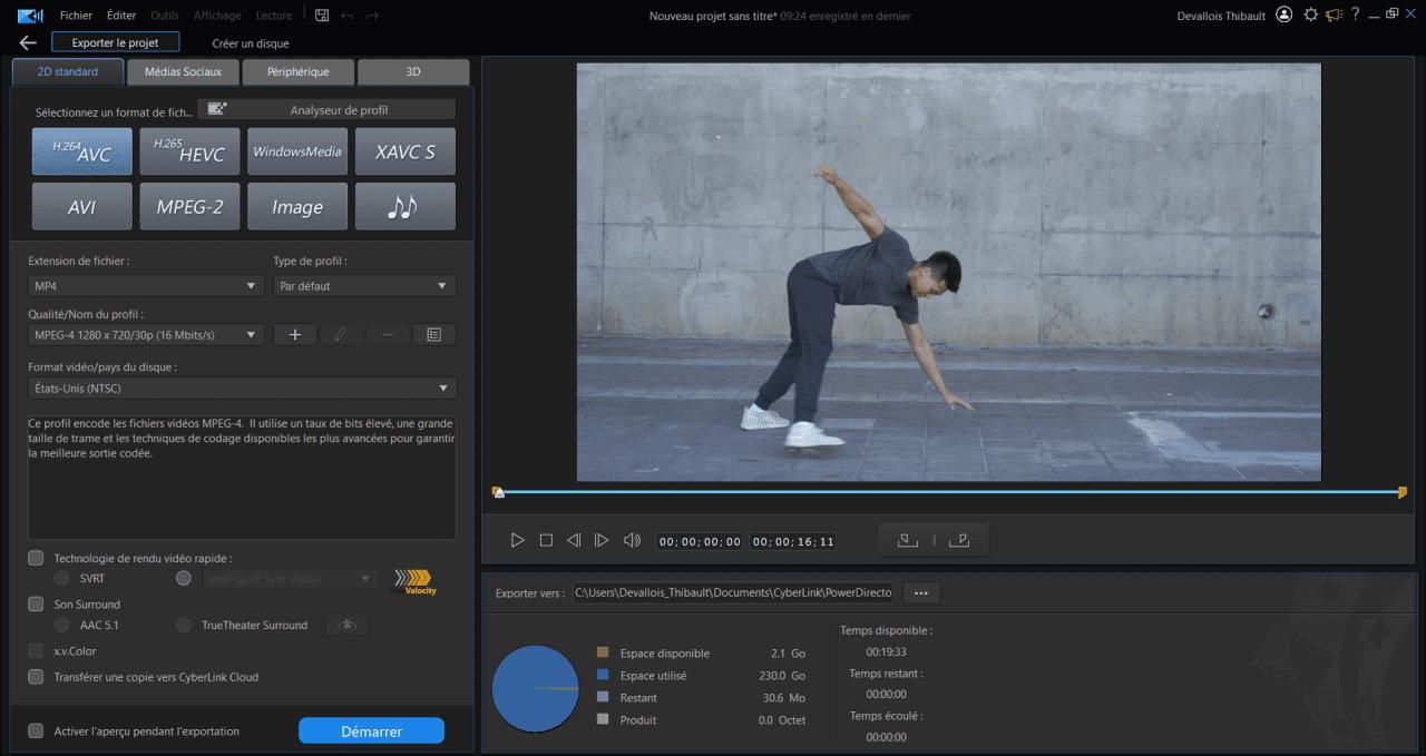 exporter video sur powerdirector essential
