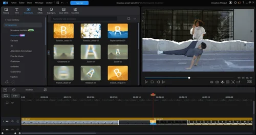 ajouter transition sur powerdirector essential