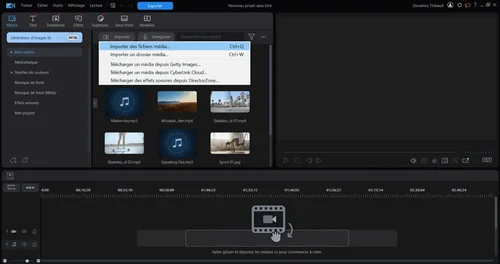 importer media sur powerdirector essential