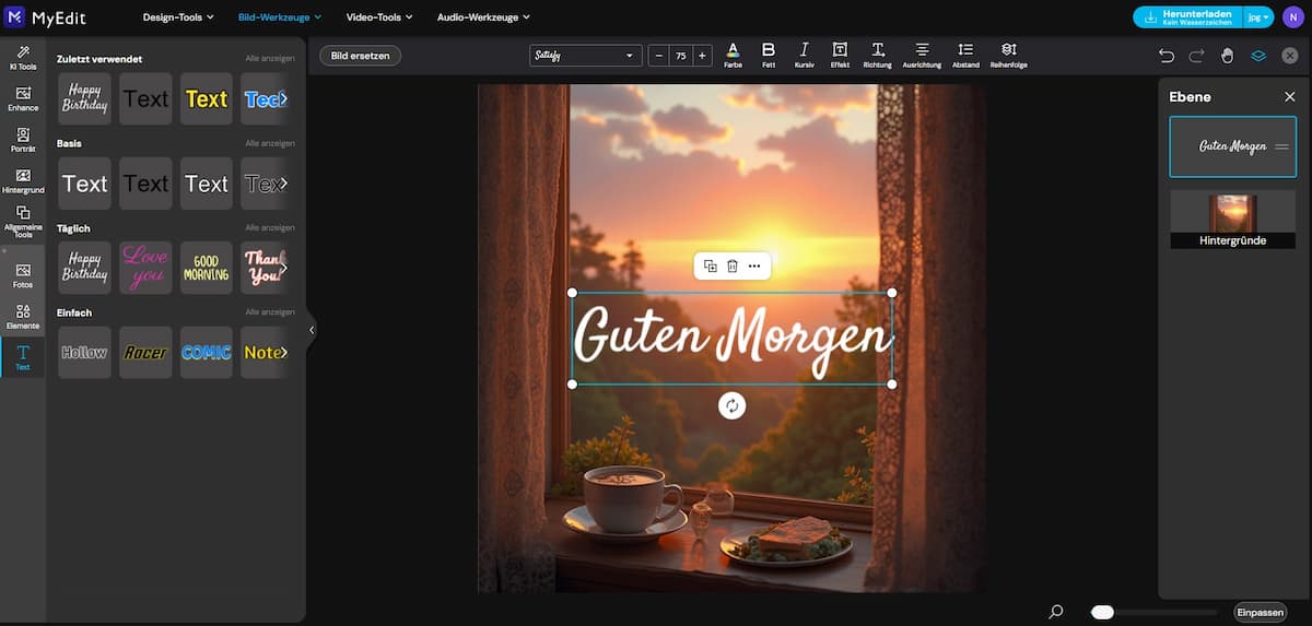 MyEdit - Guten Morgen Grüße gestalten