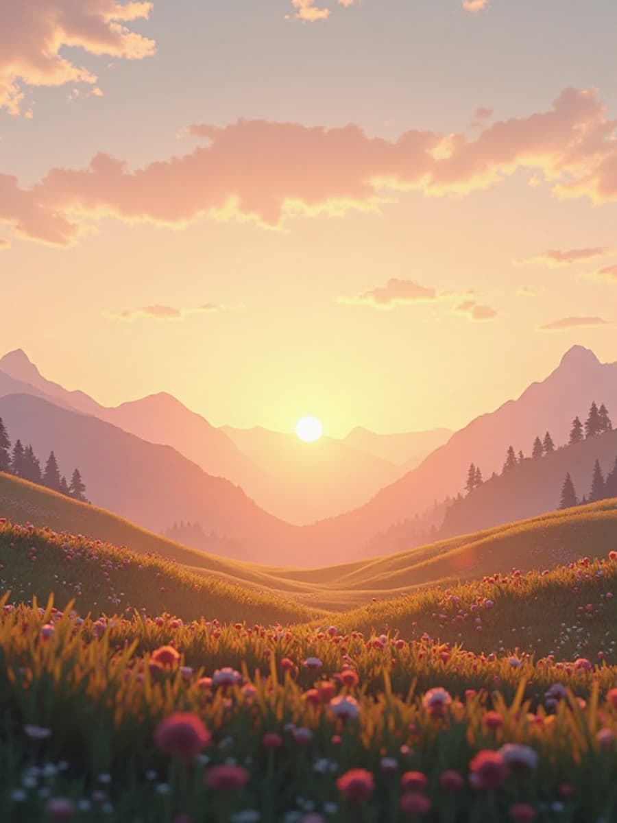 Ruhige Landschaft bei Sonnenaufgang mit Nebel