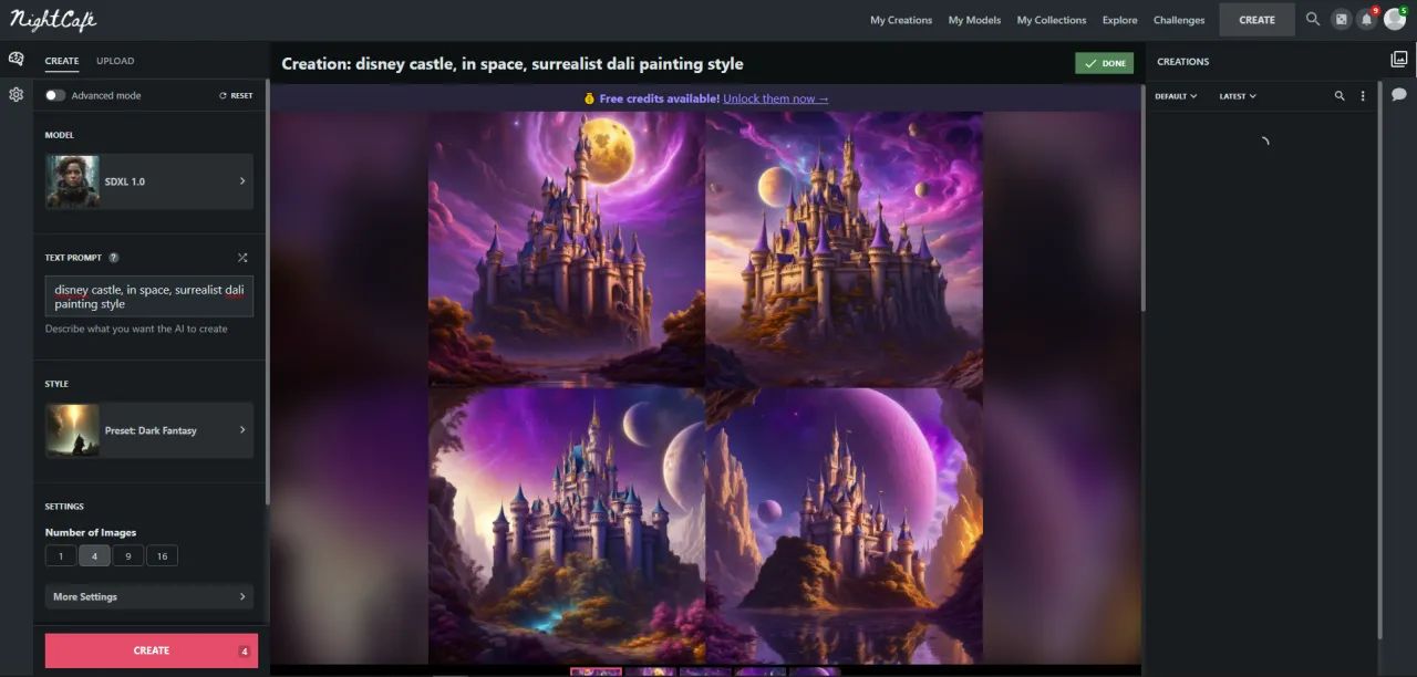 KI-Kunst erstellen mit NightCafé