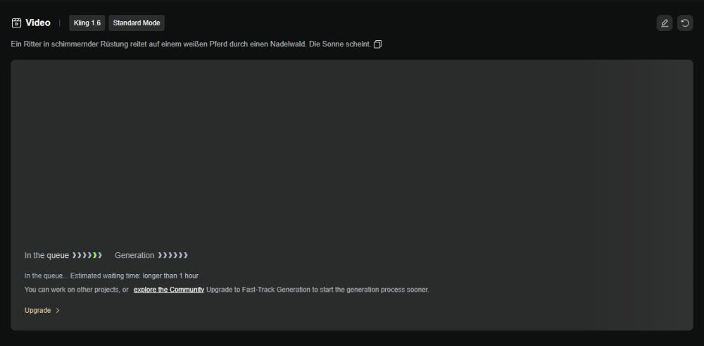 KI-Video aus Text wird in Kling AI erstellt.