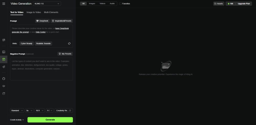 Im Kling AI Fenster die Textbeschreibung eingeben