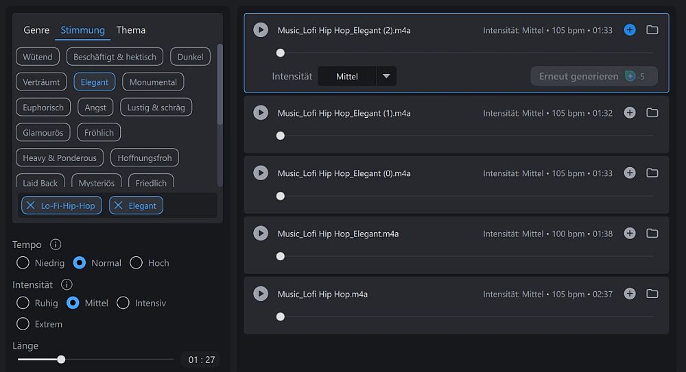 PowerDirector KI-Musikgenerator